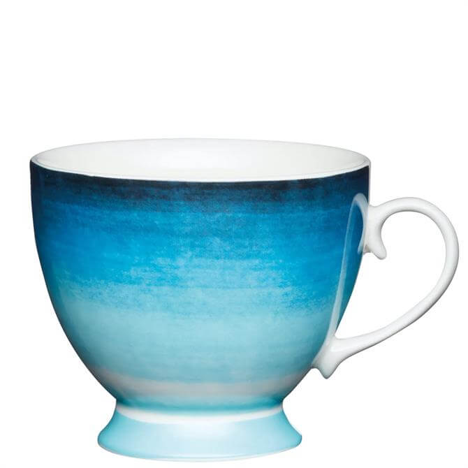 KitchenCraft Bone China Blue Ombre Stripe Footed Mug